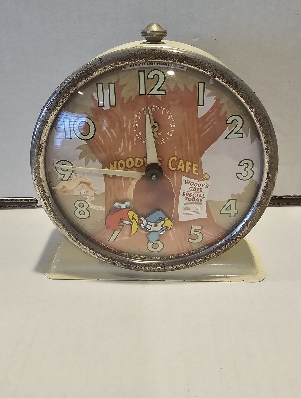 Vtg Rare 1959 Columbia Time Woody Woodpecker Animated Alarm Clock Working